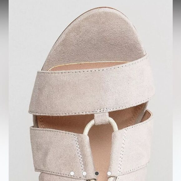 ASOS TALI Lace Up Heeled Sandals Faux Suede Gladiator Shoes Size 5 NWT Grey - Picture 2 of 12